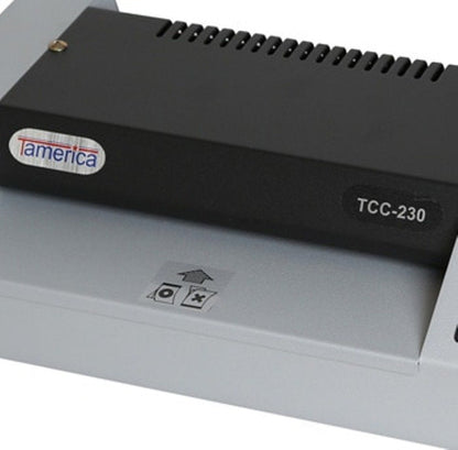 Tamerica TCC230 Professional Pouch Laminator, 9" Max. Laminating Width, Up to 26"/min Speed, 10 mil Max Pouch Gauge, Warm-Up Time 3.5-4.5 min, Reverse/Anti-Jam Mechanism, Metal Cover, Silicon Roller