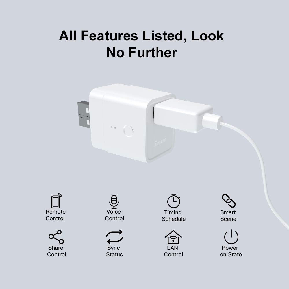 SONOFF Micro USB Smart WiFi Adaptor 5V 2-Pack, Smart Switch for Type A USB Devices, Compatible with Alexa & Google Home,APP Remote Control Switch, No Hub Required (2 Pack)