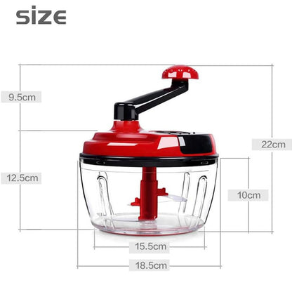 Multi-Functional Manual Food Processor,8 Cup Hand-powered Crank Chopper,Mincer Blender with Clear Container,for Vegetables Meat Fruits Nuts Herbs Onions