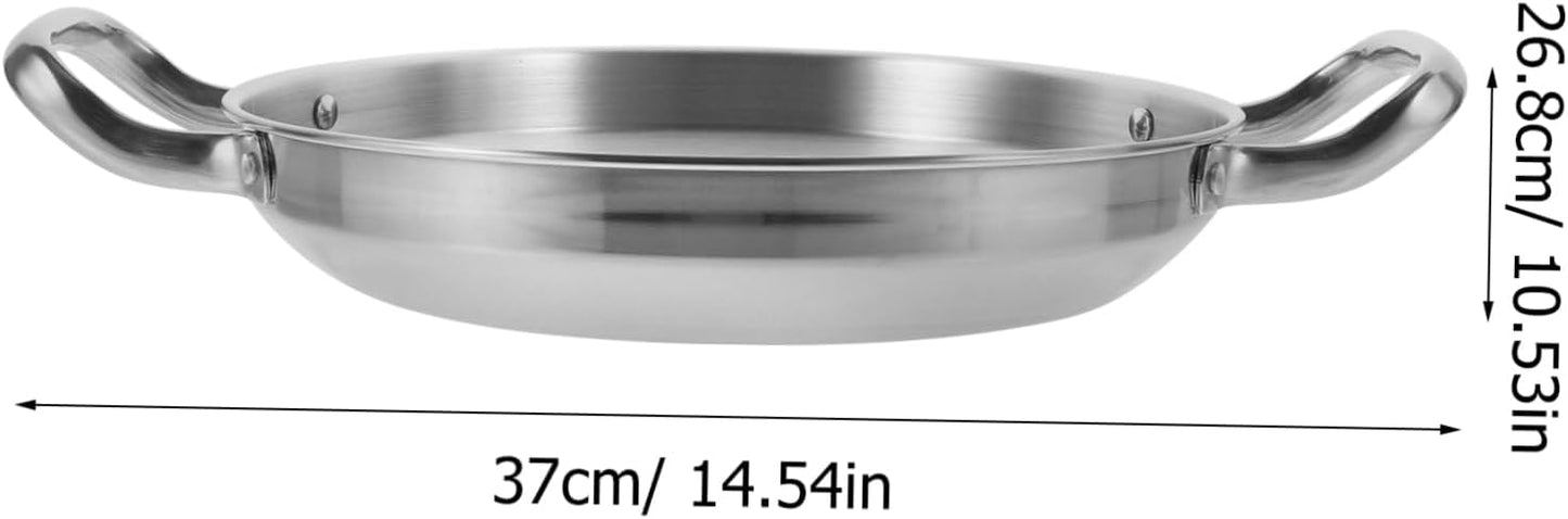 YARNOW Stainless Steel Griddle, Double Handle Hot Pot Kitchen Accessory, Small Cooking Tool