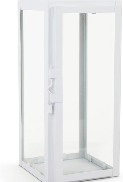 Zings & Thingz Manhattan Hanging Cable Candle Holder Lantern, Decorative Light Home Decor, 15" Tall, White