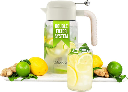 2000 ml 68 oz LAFEECA Iced Tea Maker and Infuser - Large Jug with Airtight Lid for Cold Brew - Stainless Dual Ultra