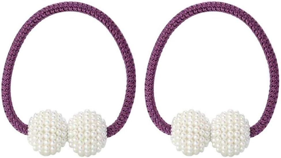 1X Pearl Magnetic Curtain Clip Holders, Buckle Clips for Hanging Ball Tie Back Curtain Accessories Home Decor (Purple)