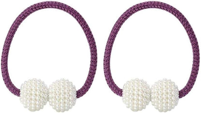 1X Pearl Magnetic Curtain Clip Holders, Buckle Clips for Hanging Ball Tie Back Curtain Accessories Home Decor (Purple)