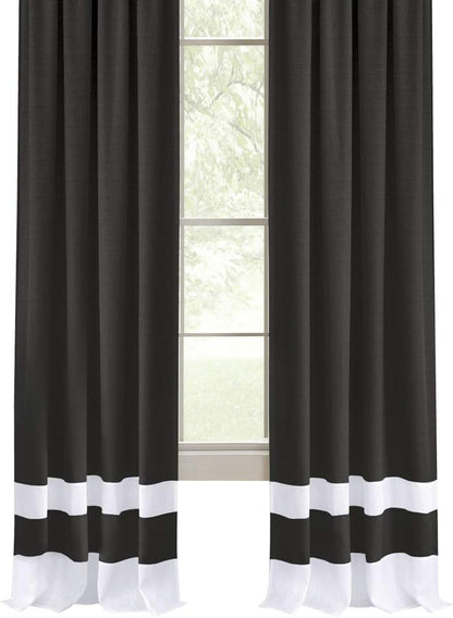 Collections Etc Darcy Two-Tone Rod Pocket Window Curtain Panel, Black, 52"X84"
