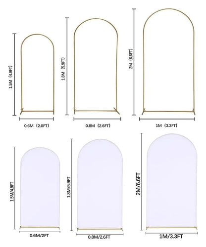 Metal Wedding Arch Backdrop Stand with Cover Backdrop Stand for Birthday Party Ceremony Anniversary Celebration Door Arch Frame(Frame with Cover)
