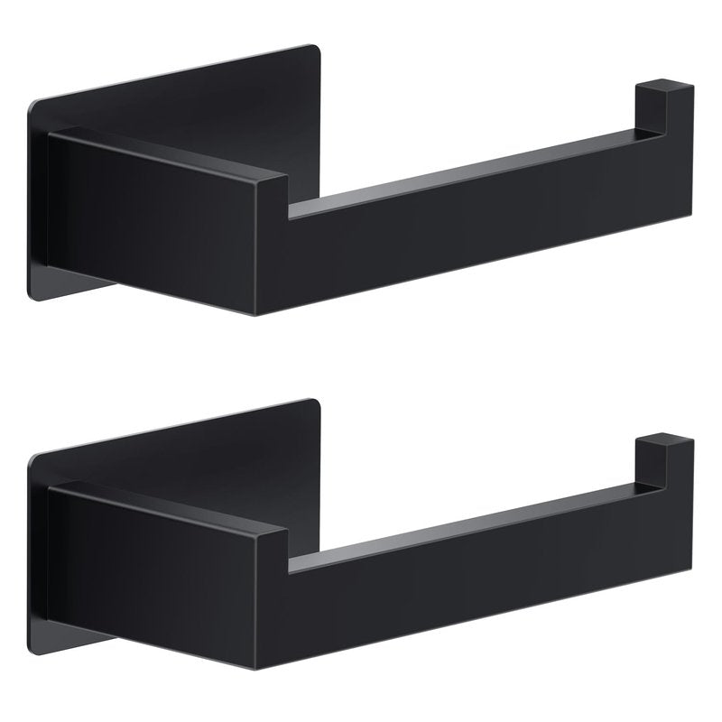 Auxmir Adhesive Toilet Paper Holder, No Drilling Toilet Roll Holder Wall Mount, Premium Thicken SUS304 Stainless Steel, Rustproof Toilet Tissue Holder for Bathroom Kitchen Washroom RV, Black(2 Pack)