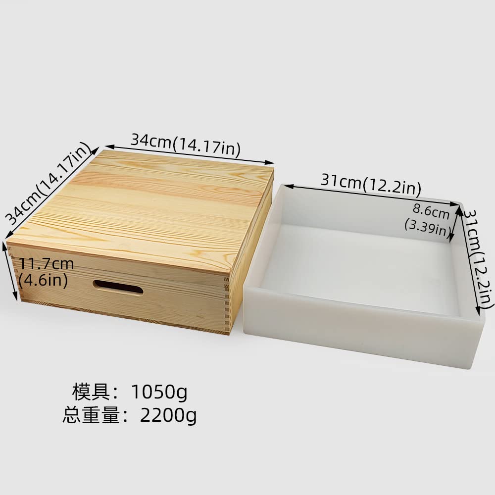 Large Soap Molds, 8L 280oz 8kg Rectangle Soap Mold Silicone Liner for 18 Bar Mold with Wooden Box and Lid DIY Handmade Soap Making Tools (280oz, Wood)