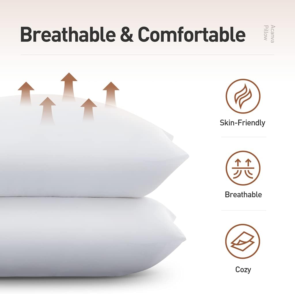 Acanva Bed Pillows for Sleeping, 1 Pack Luxury Hotel Quality, Super Plush 3D Fiber Filling, White