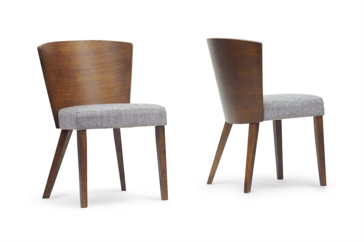Baxton Studio Sparrow Wood Modern Dining Chair, Brown, Set of 2, 20.62L x 22W x 31.25H