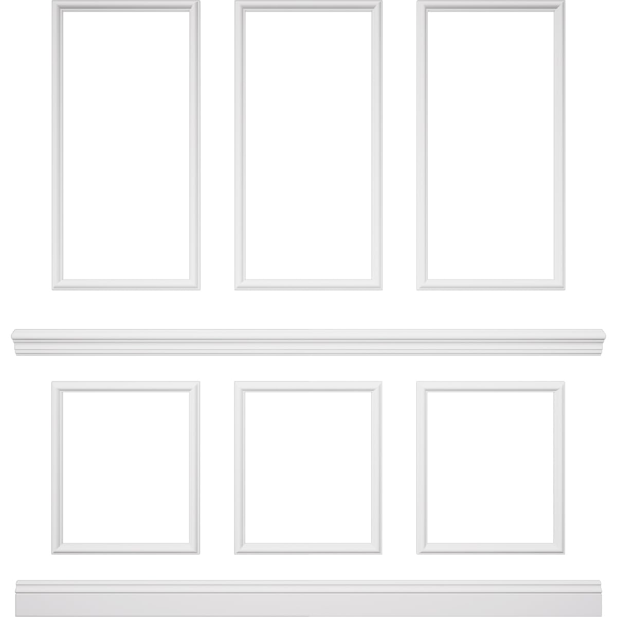 94 1/2"L (Adjustable 108"H to 132"H) Ashford Square Panel Stacked Wall Wainscot Paneling Kit