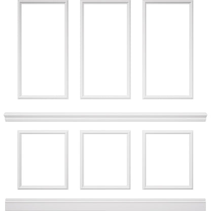 94 1/2"L (Adjustable 108"H to 132"H) Ashford Square Panel Stacked Wall Wainscot Paneling Kit