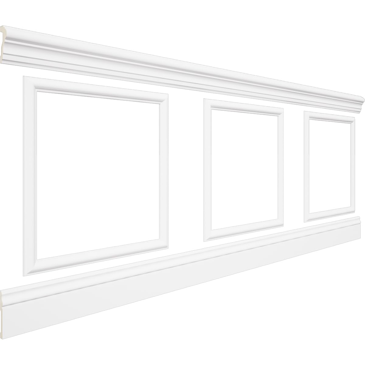 94 1/2"L (Adjustable 36"H to 40"H) Ashford Square Panel Traditional Wainscot Paneling Kit
