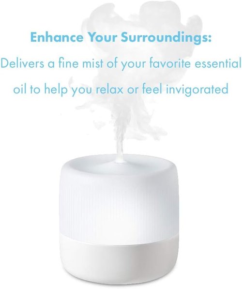 HoMedics Ultrasonic Aroma Diffuser - 130mL Humidifier with Color-Changing Light | 6-Hour Continuous Runtime