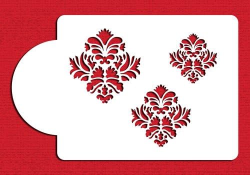 Designer Stencils Damask Icon Cake and Cookie Stencil Set, Beige/Semi-Transparent
