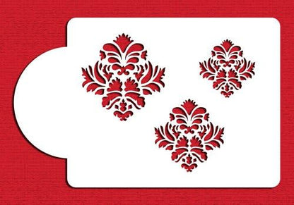 Designer Stencils Damask Icon Cake and Cookie Stencil Set, Beige/Semi-Transparent