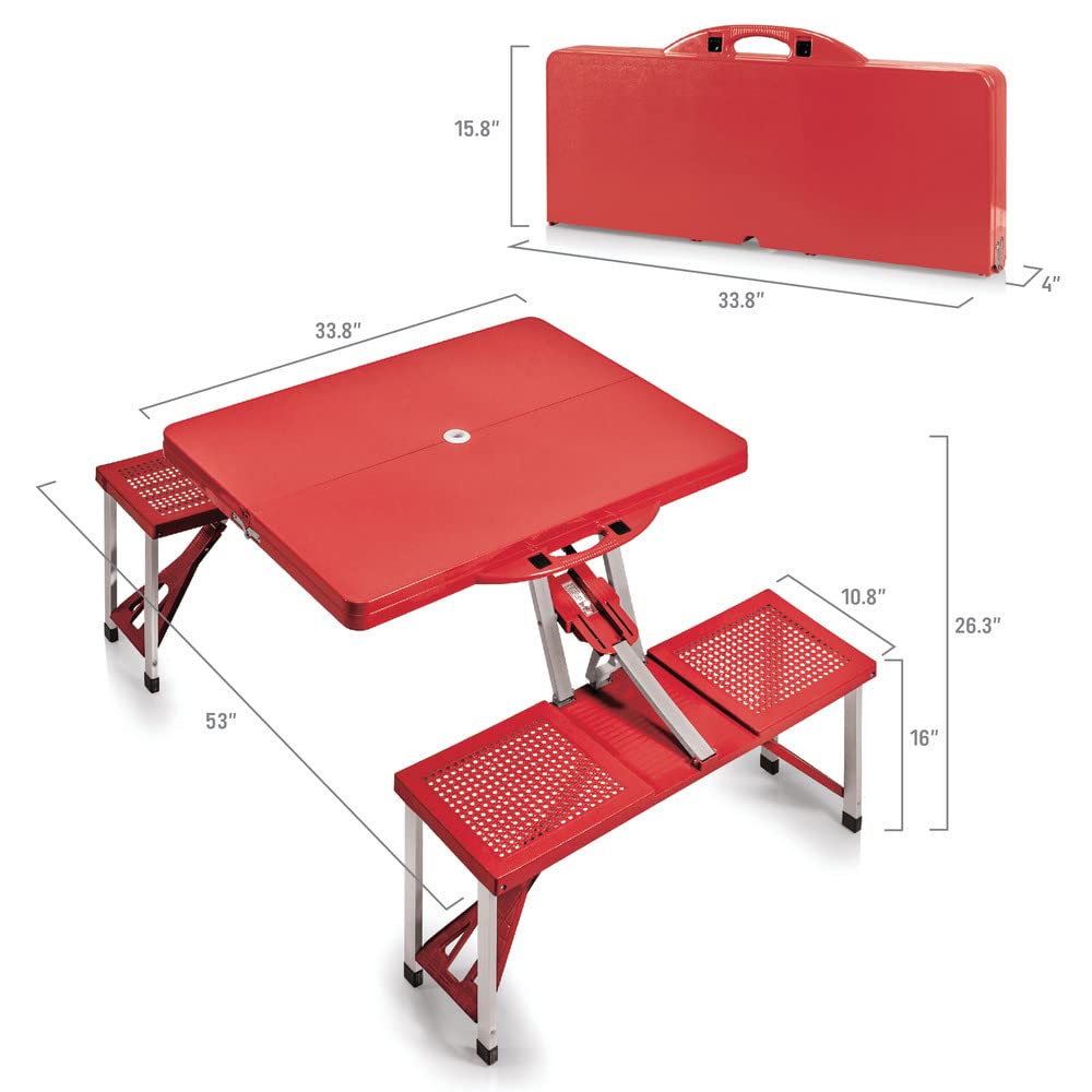PICNIC TIME NCAA Iowa State Cyclones Folding Picnic Table - Camping Table - Outdoor Table with Umbrella Hole, (Red)