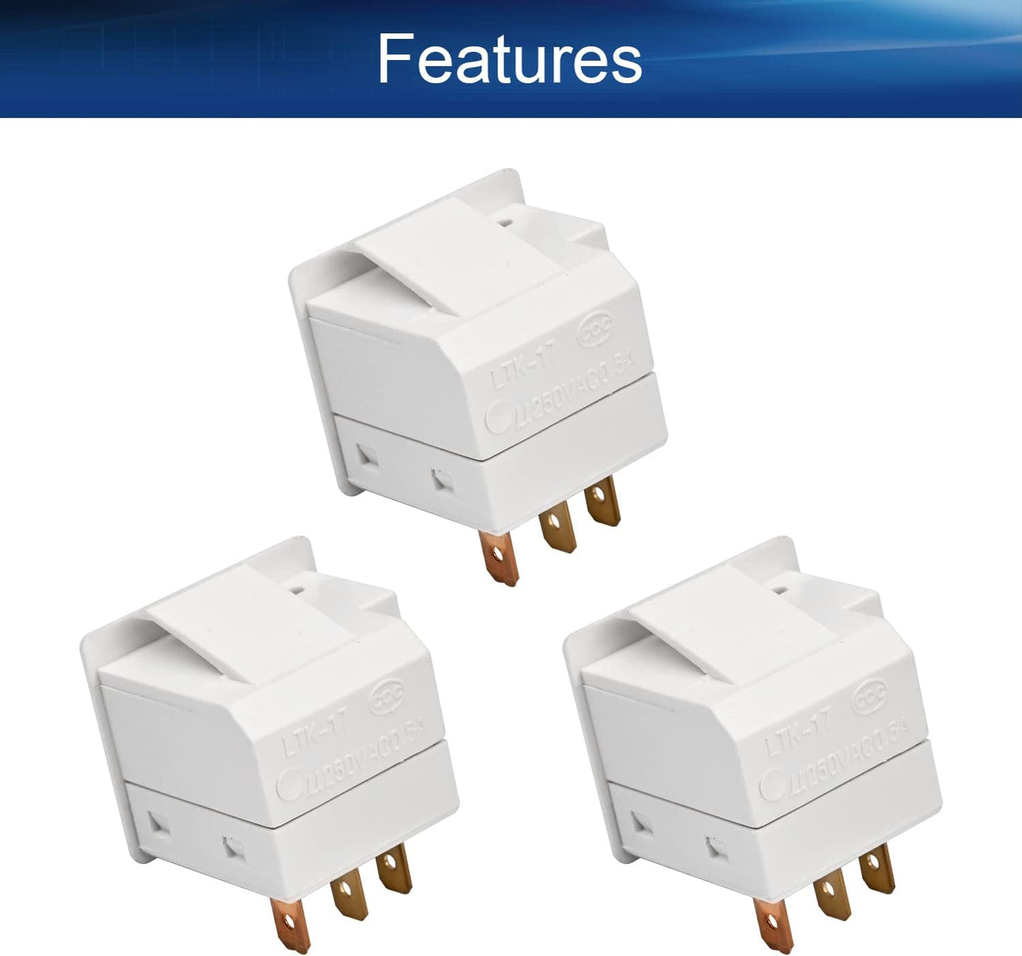Heyiarbeit Refrigerator Door Light Switch, 3Pin Universal Replacement for Most Refrigerators, White (3Pcs)