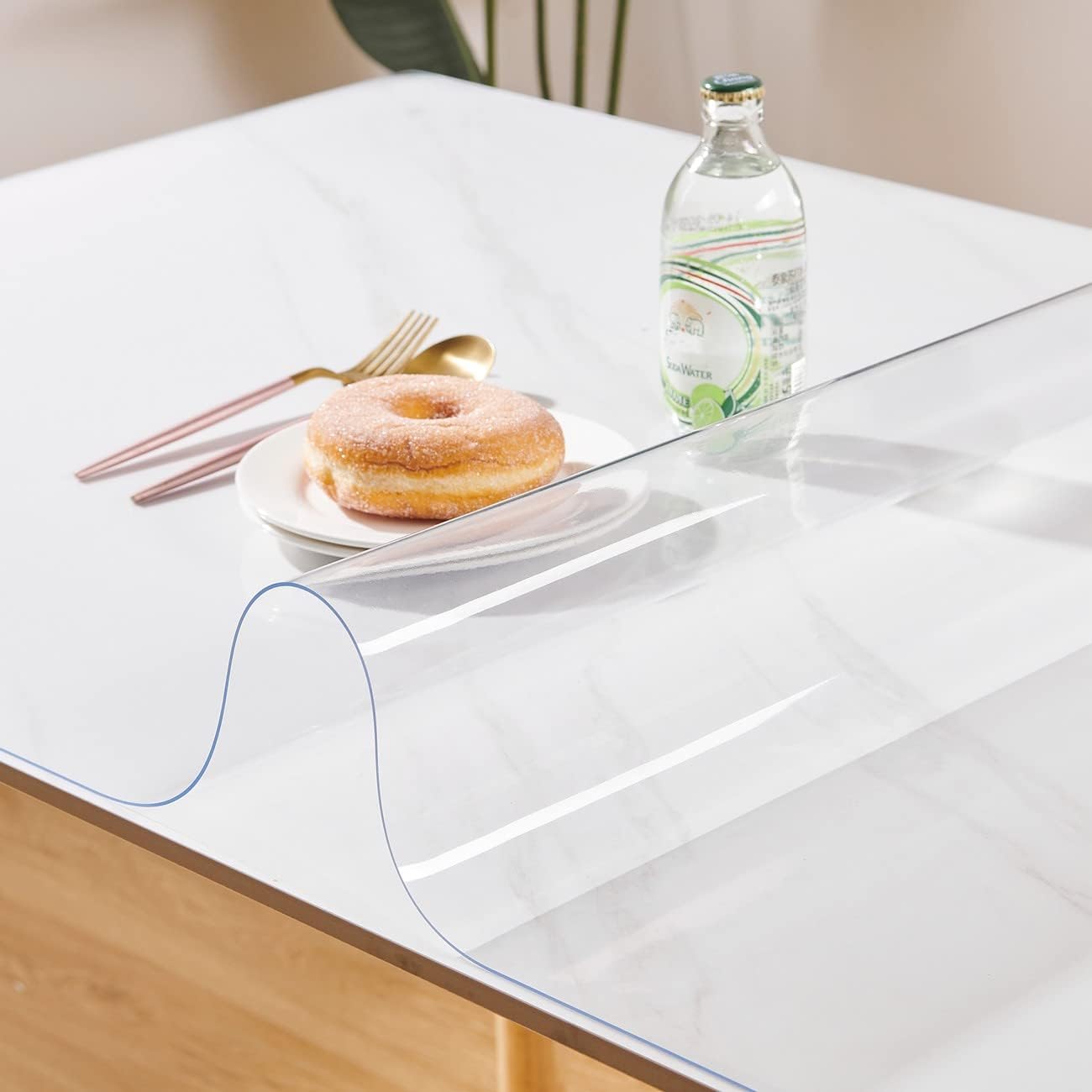 14 72 Inch, 1.5mm Clear Table Cover Protector x Thick Plastic Desk Protector Mat, Rectangular Waterproof PVC Clear