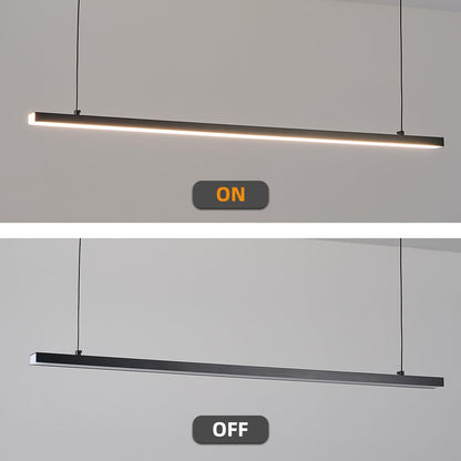 Black long chandelier, dining room light, Nordic modern minimalist style, office, long bar counter, kitchen light, color temperature adjustable from 3000K to 6000K, LED chandelier, 70.87 inches