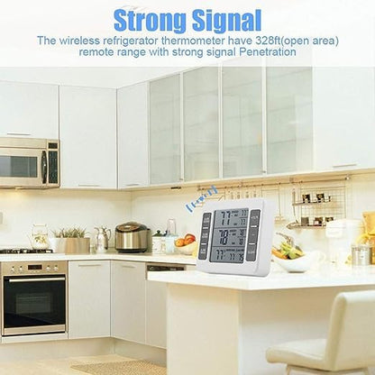 Refrigerator Thermometer - LCD Digital Temperature Meter with Audible Alarm and Max/Min Record Function