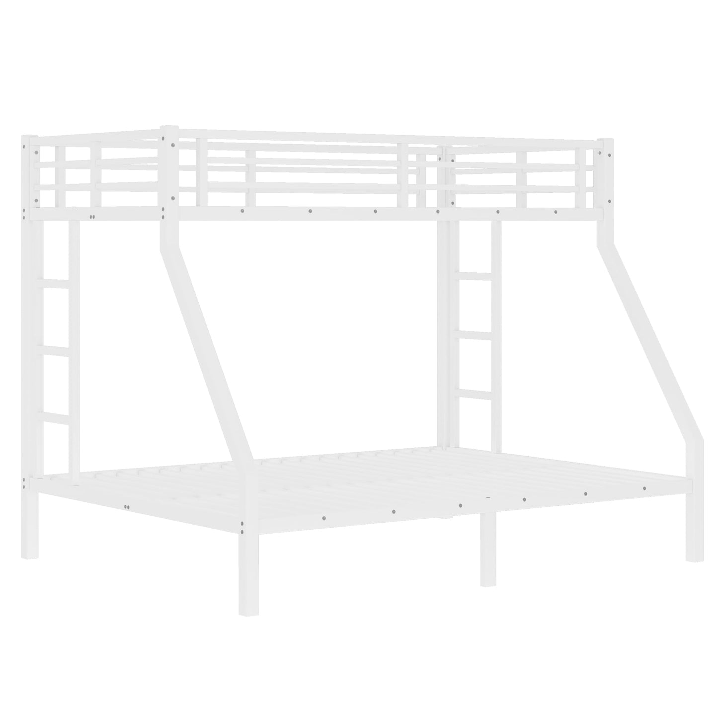 Bellemave Bunk Bed Twin XL Over Queen, Heavy Duty Metal Bunk BedFrame, Twin XL Bunk Beds, White
