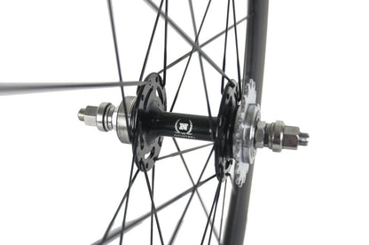Queen Bike 50mm Carbon Fiber Track Wheel Matte Finish 3K Fixed Gear Wheelset with Cog