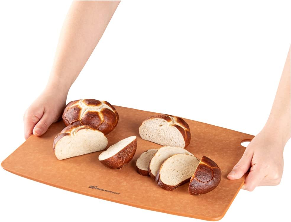 Restaurantware Nature Tek Double-Sided Cutting Board, 14.5 x 10.8 Inch, Durable Kraft Wood Fiber Dishwashable Board