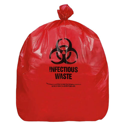 RESILIA Biohazard Bags - Hazardous Waste Disposal, Meets DOT ASTM Standards for Hospital Use, OSHA Approved, Red, 33 Gallon, 29" W x 43" L, 1.1 Mil, 0.0011 Inch, 20 Bags, Made in the USA