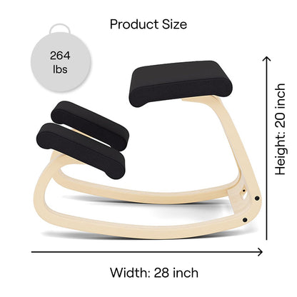 Varier Variable Natural/Black Ergonomic Office Kneeling Chair for Desk – Back Pain Relief, Rocking Seat for Home, Study & Posture Support – 10 Year Quality Guarantee