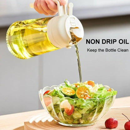 Oil Dispenser Bottle Glass Olive Oil Sprayer 2 Pcs: 2 in 1 Olive Oil Dispenser Bottle, Premium Oil Sprayer for Cooking, Glass Oil Spray Bottle for Air Fryer Salad BBQ Baking-470ml