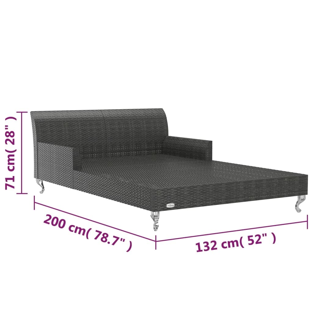HGKMBRY 2 Person Sun Lounger with Cushions, Garden Sun Bed for Two in Black Rattan with Cream White Cushions for Patio and Outdoor Relaxation