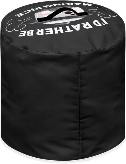 I'd Rather Be Making Rice - Round Dust Cover for Pressure Cooker, Black Funny Designs for Kitchen Appliance
