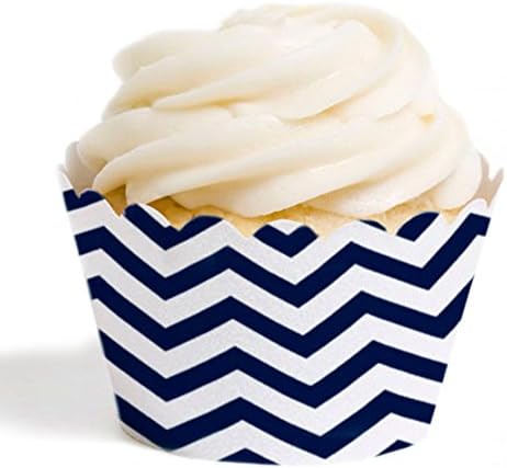 Dress My Cupcake Standard Cupcake Wrappers, Chevron, Navy Blue, Set of 12