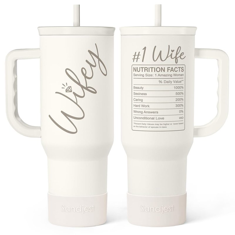 SANDJEST Gift for Wife from Husband – 40oz Insulated Stainless Steel Tumbler with Handle and Straw, Gifts for Anniversary, Birthday, Christmas, Valentine, Coffee Travel Mug