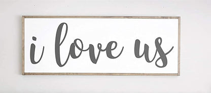 Tamengi I Love Us Wood Sign - Rustic Farmhouse Decor, 6x20inch Wall Mount for Home Events