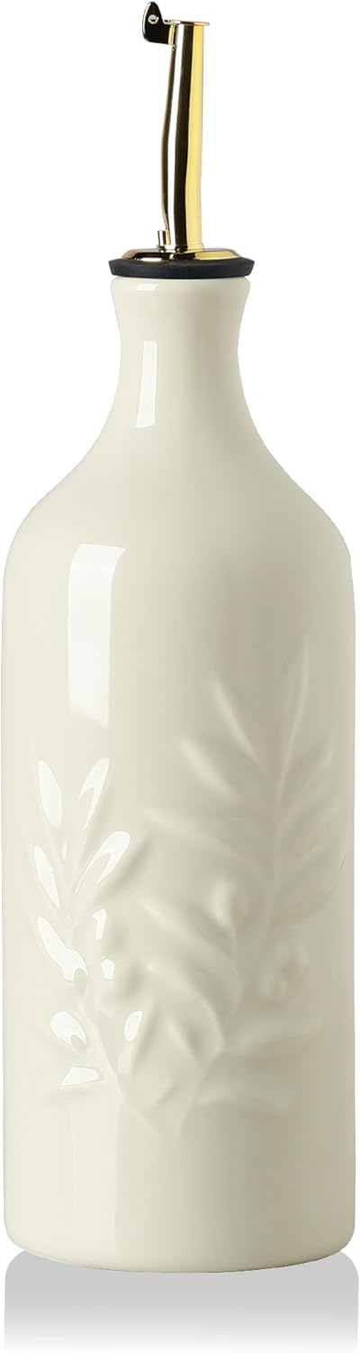 20 Oz Set 1 Sweejar Ceramic Olive Oil Dispenser Bottle Relief Opaque Oil Cruet Protects To Reduce Oxidation Suitable
