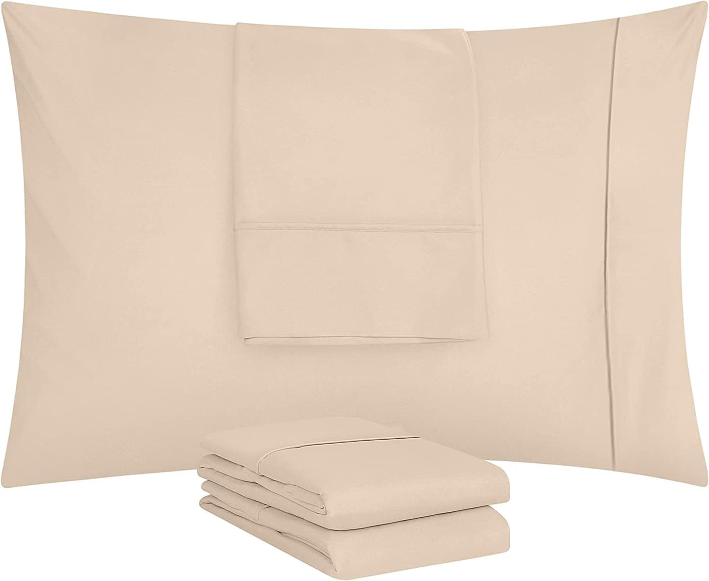 Utopia Bedding Queen Pillow Cases - Soft Brushed Microfiber - 4 Pack | Fade Resistant 20 X 30 Inches (Beige)