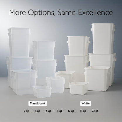 Restaurantware Food Storage Container 10 Pack of 8 qt Plastic Kitchen Storage Bin with Volume Markers Space-Efficient Design Dishwasher-Safe Polypropylene Translucent