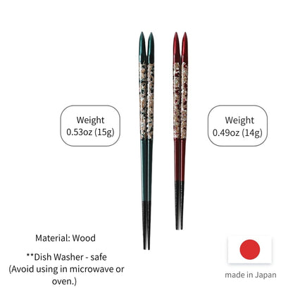 Premium Japanese Chopsticks Reusable 2prs Set [Made in Japan] Featuring Mother of Pearl Inlay and Traditional Lacquered Wooden Chopsticks B (Aurora Pearl 2prs(MK051))