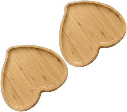PRETYZOOM Heart Shaped Cutting Board, 2pcs Bamboo Serving Board for Valentines Day Cheese Platter Tray