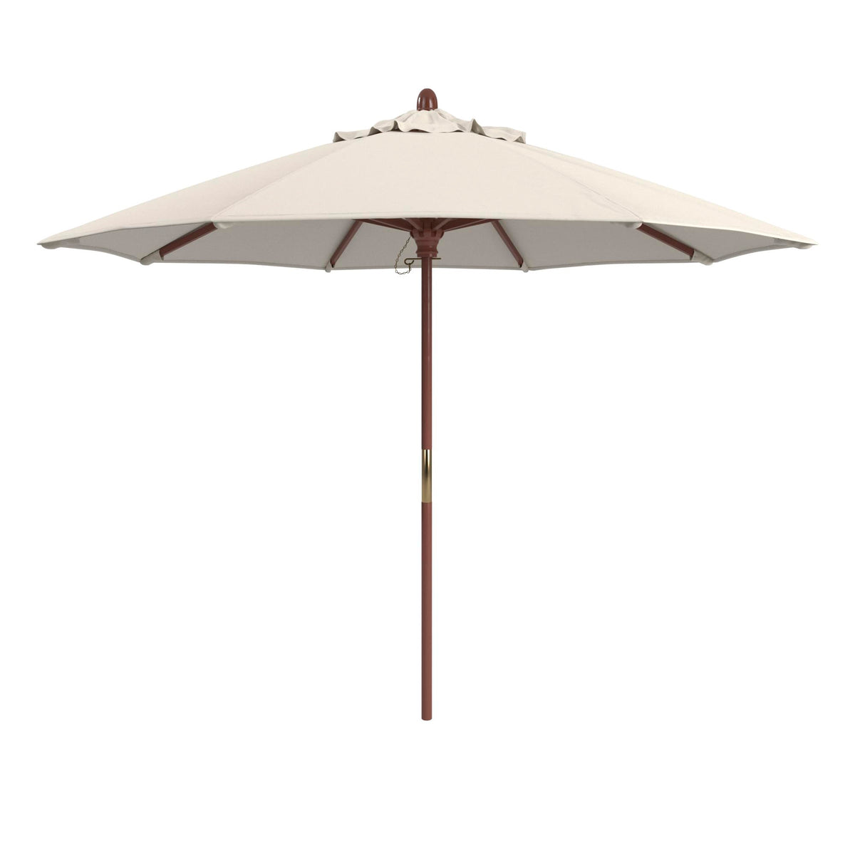 California Umbrella 9' Premium Commercial Hardwood Patio Umbrella, Manual Lift With Sunbrella Natural Fabric