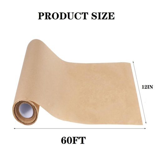Brown Butcher Paper Roll for Smoking Meat Unwaxed 12 Inch x 60 Feet, BBQ Peach Wrapping Paper for Smoking Meat, Brisket, Crawfish Boil or Table Runner