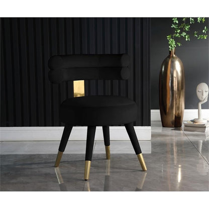 Meridian Furniture 747Black-C Fitzroy Collection Velvet Upholstered Dining Chair with Deep Channel Tufted Back, Set of 2, Black, 24.5" W x 22" D x 32.5" H