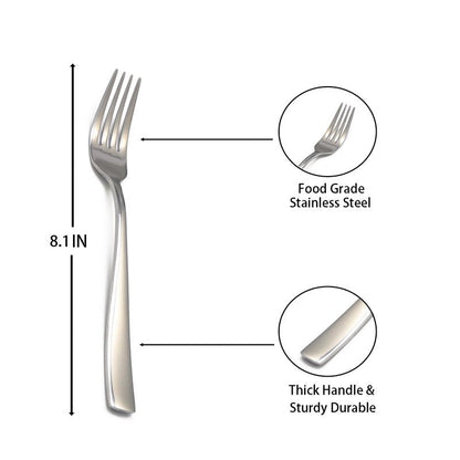 8-Piece Salad Forks Set, Food Grade Stainless Steel Silverware Dinner Fork, Flatware Forks Use for Home, Kitchen, Restaurant, Dishwasher safe - 7 Inches