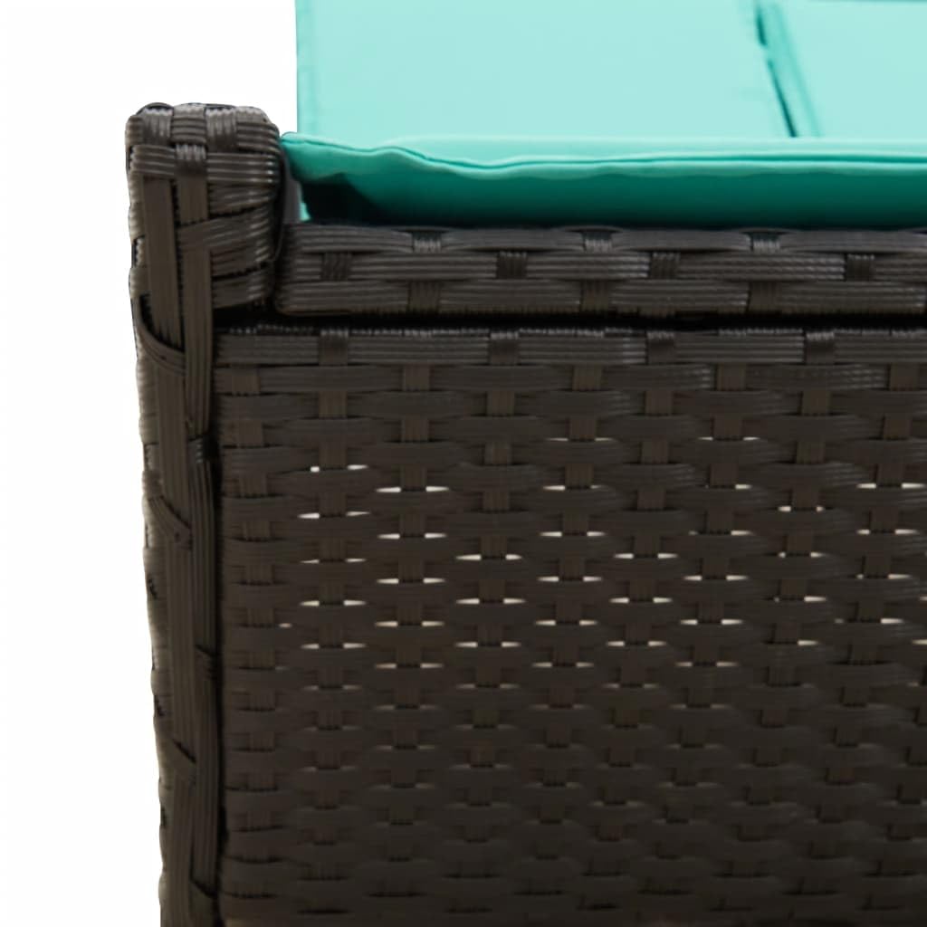 MBDRKVGF Double Sun Lounger with Cushions, Outdoor Patio Daybed with 4-Position Adjustable Backrest, Poly Rattan Garden Furniture Set, Black