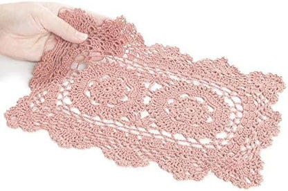 Factory Direct Craft Set of 4 Hand Crocheted Lace Doilies, Rectangle Rose, 12" L x 8" W