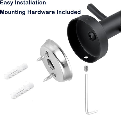 Pack of 2 SUS304 Stainless Steel Matte Black Wall Mounted Towel Hooks for Bathroom Shower Kitchen Cabinet Closet Door