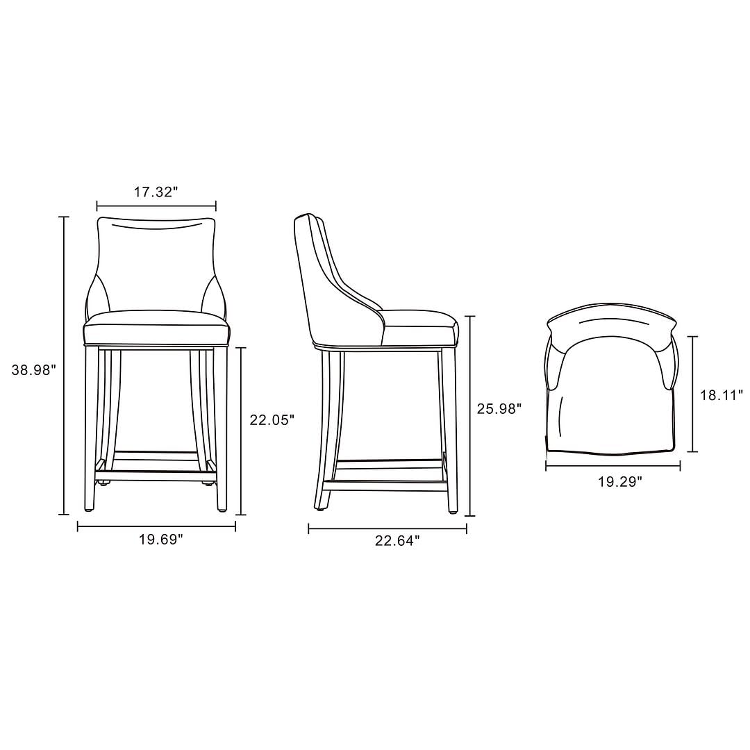 Manhattan Comfort Shubert Counter Stool with Backseat | Upholstered Leatherette, Beech Wood Legs | Perfect Bar Stool for Bar and Kitchen | Commercial Grade | Fully Assembled, Set of 1, Ivory