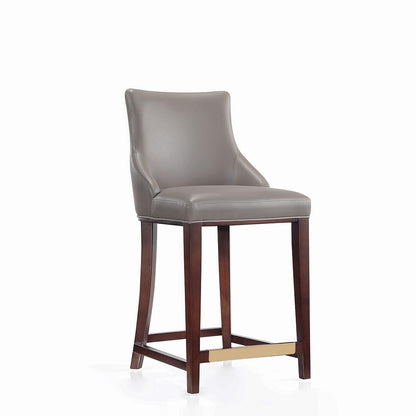 Manhattan Comfort Shubert Counter Stool with Backseat | Upholstered Leatherette, Beech Wood Legs | Perfect Bar Stool for Bar and Kitchen | Commercial Grade | Fully Assembled, Set of 1, Dark Taupe